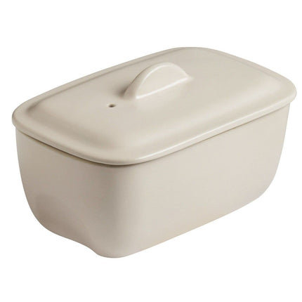 طنجرة طبخ من السيراميك مع غطاء - كريمي  17 × 10 سم