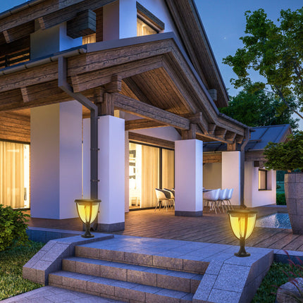 مصباح ديكور خارجي مثبت على الحائط مقاوم للماء بالطاقة الشمسية 2 قطعة