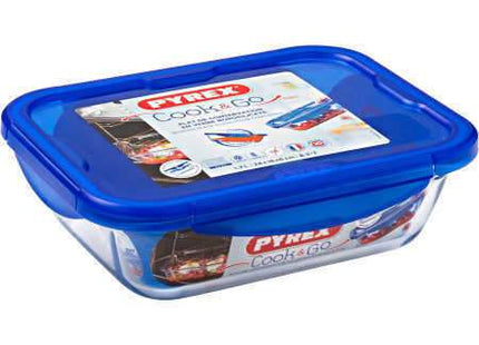 COOK & GO GLASS RECTANGULAR FOOD CONTAINER WITH LID. 1.7 L